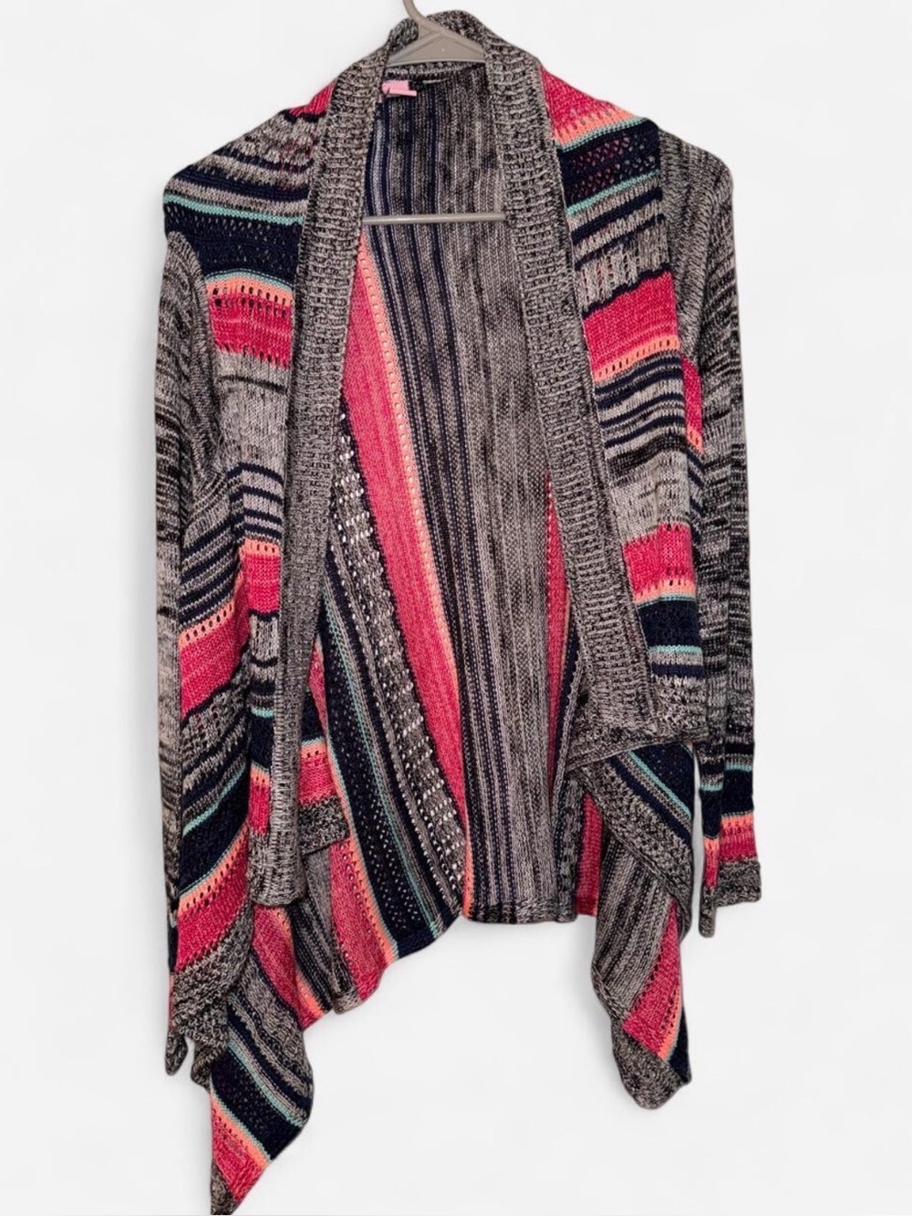 Love on a Hanger Striped Open Front Draped Cardigan Sweater Size XS